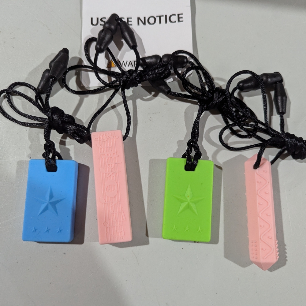 New Set Of 4 Pcs Silicone Teething Necklace For Babies, Toddlers And Kids